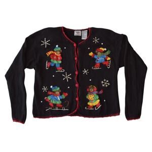 Vintage Nutcracker Christmas Bear Cardigan Sweater Size Large